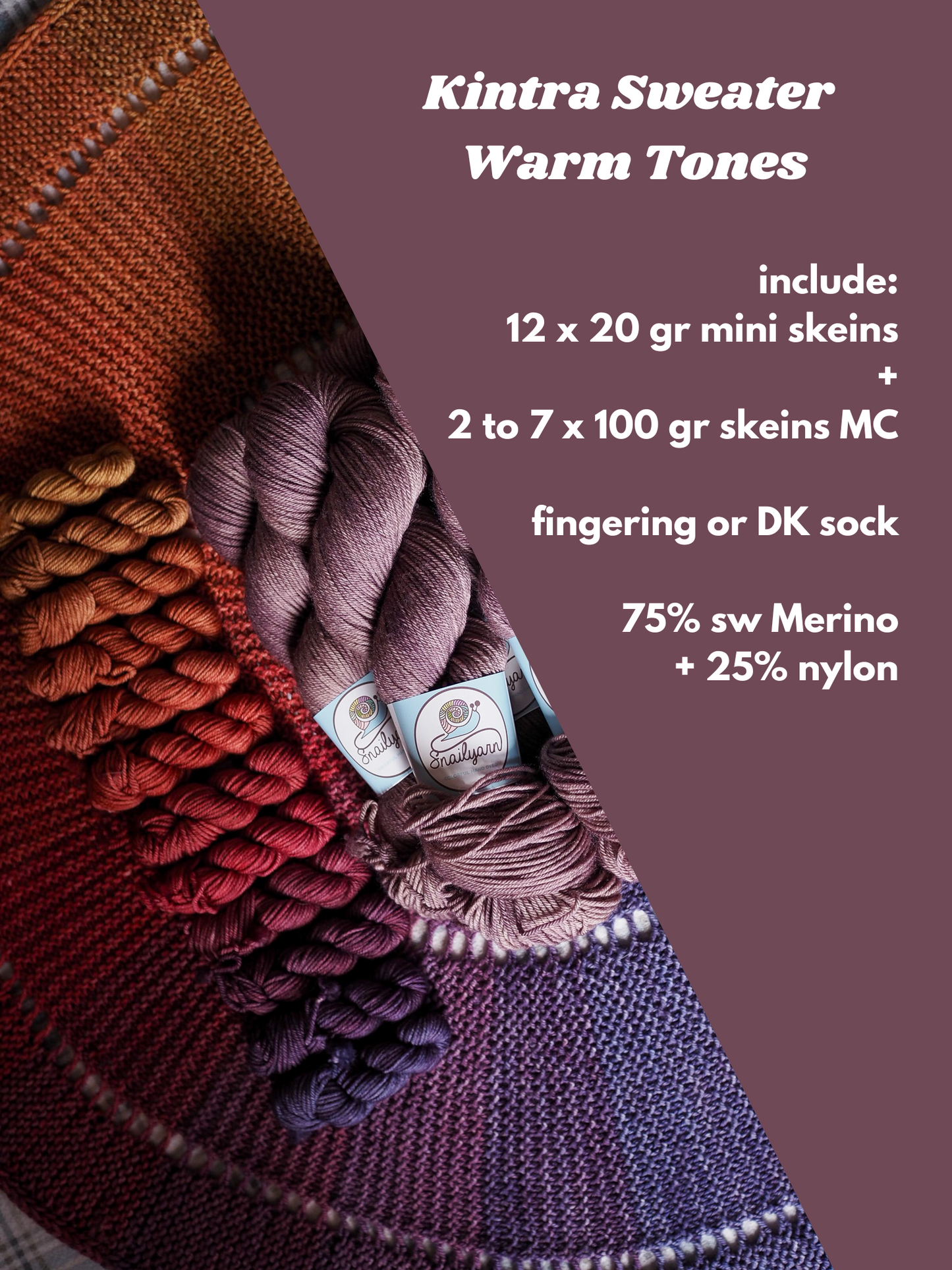 Kintra Sweater Kit by Rebecca Clow - HALF Color Wheel WARM - dyed-to-order