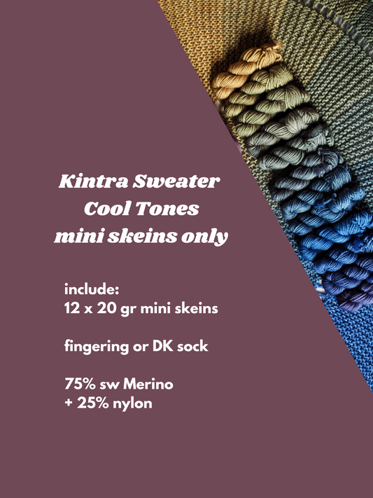Kintra Sweater Kit by Rebecca Clow - HALF Color Wheel COOL - dyed-to-order