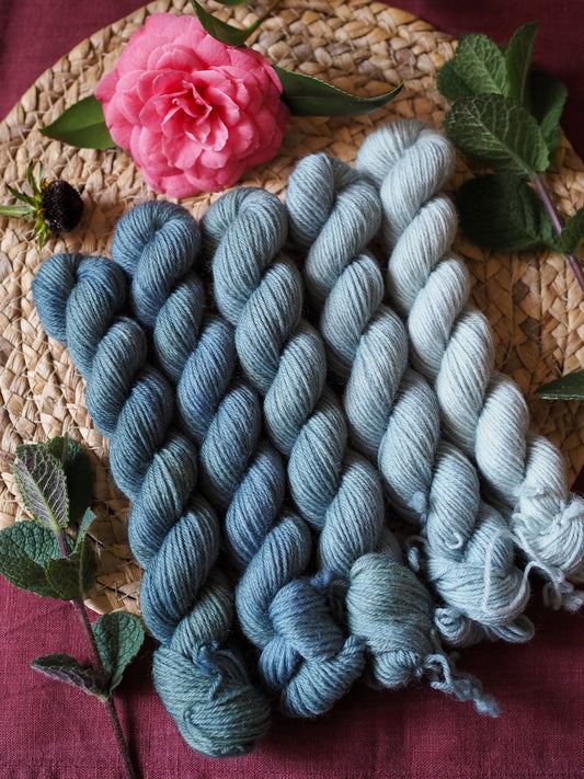 Viridian fade - 5x20gr minis Gradient set - NEW! non superwash yarn bases