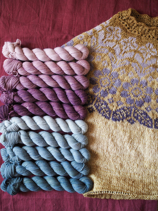 Rosa Antico fade - 5x20gr minis Gradient set - NEW! non superwash yarn bases