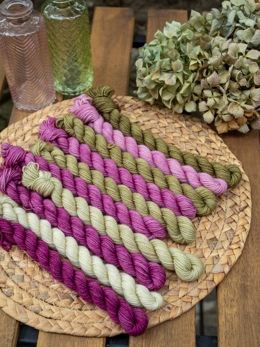 Gradient DUO Sock - Olive + Bouganvillea - 10x10gr set
