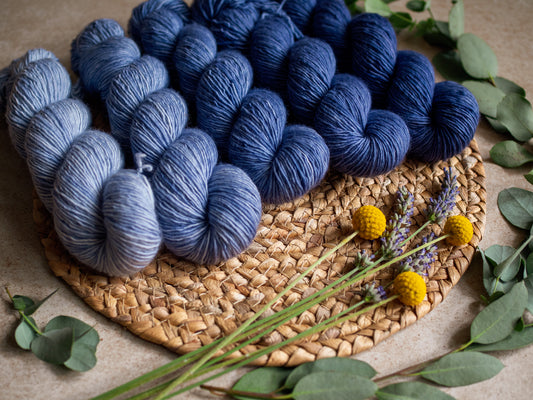 Denim fade - 5x50 gr skeins Gradient set