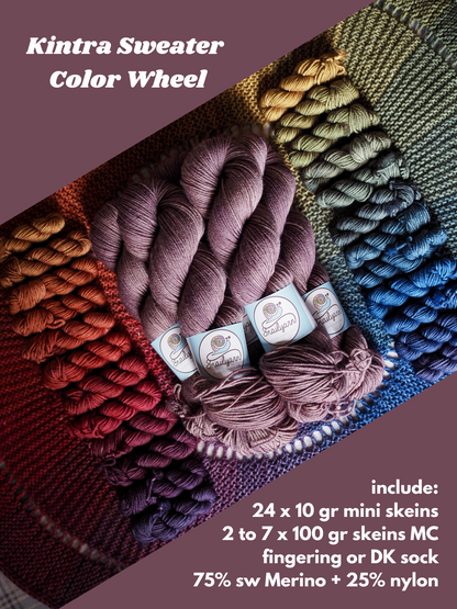 Kintra Sweater Kit by Rebecca Clow - FULL Color Wheel - dyed-to-order