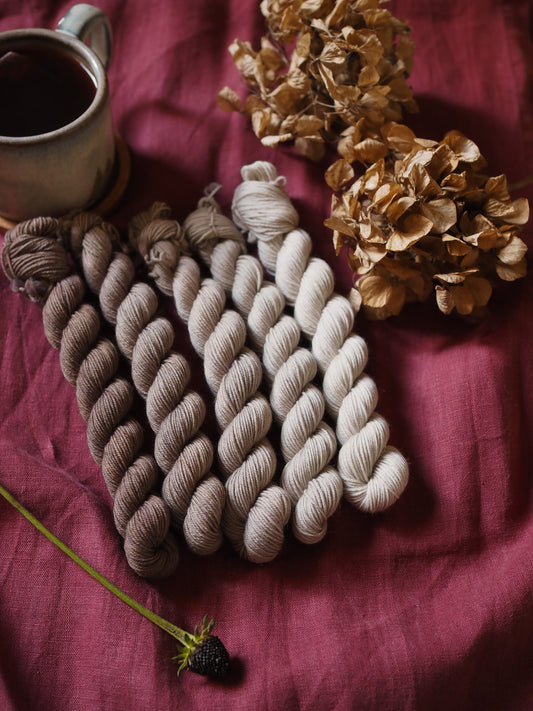 Caffellatte 2.0 – The Gradient Collection – Hand-dyed Yarn Set (5 Skeins)