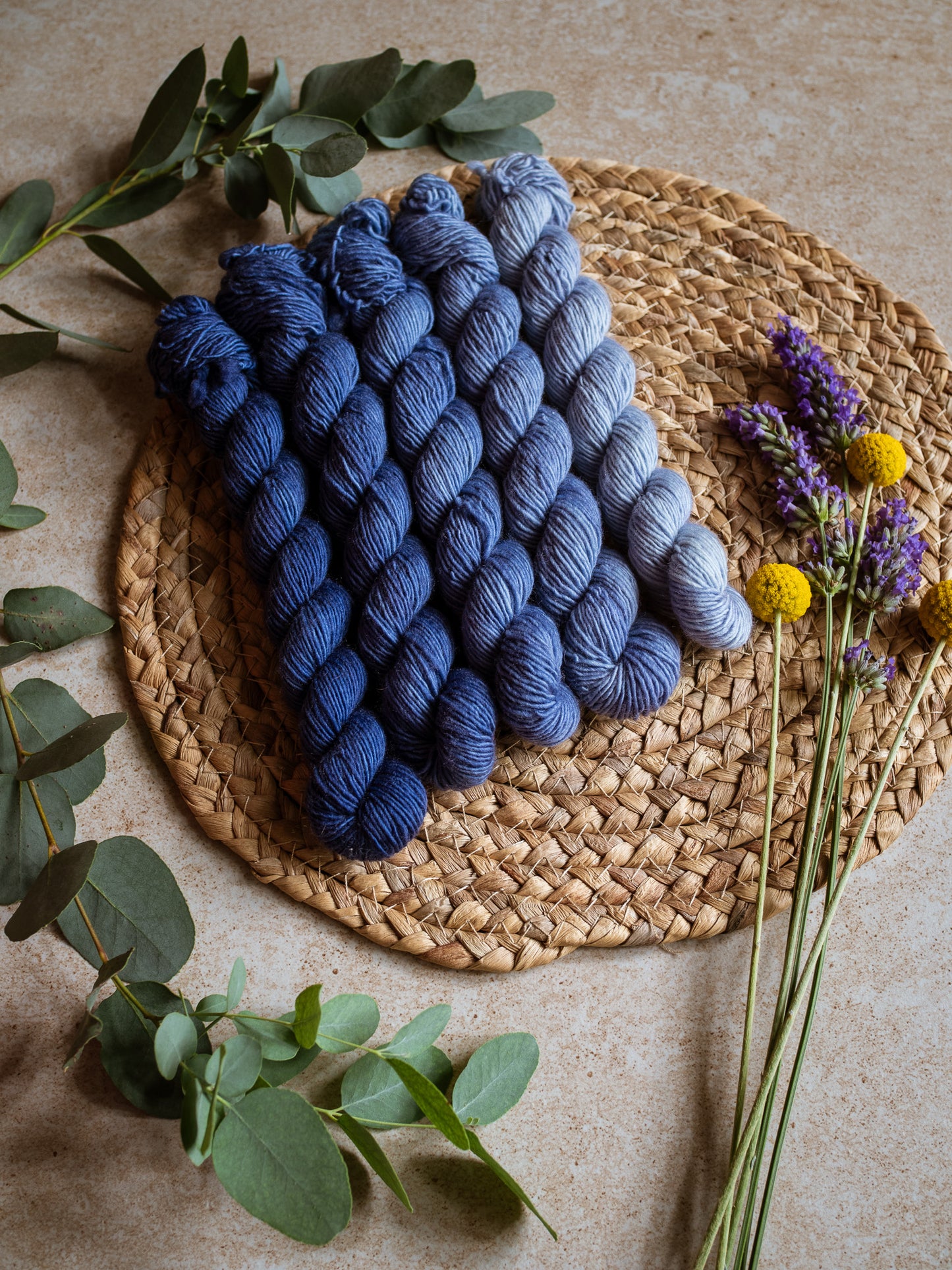 Denim - The Gradient collection - 5 skeins fade set - hand dyed