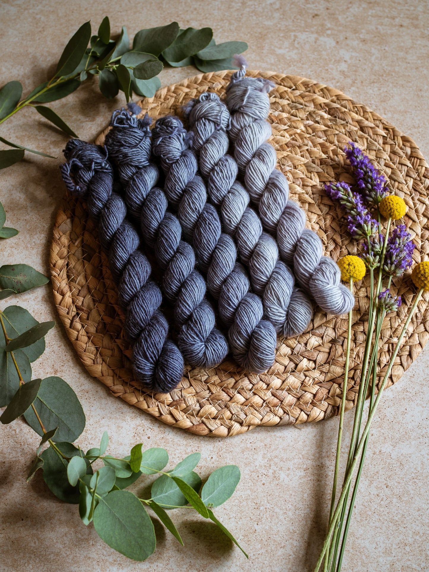 The Gradient collection - 5 x 50 gr skeins fade set - dyed to order