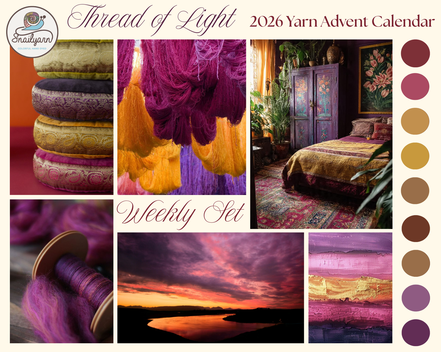 Yarn Advent Calendar 2026 - "Thread of Light" - Weekly Fade Set - hand dyed yarn